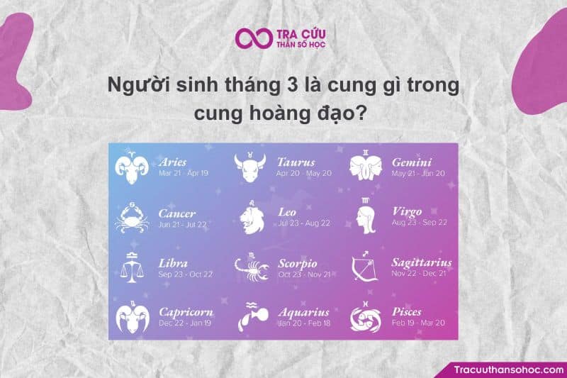 Người sinh tháng 3 là cung gì trong cung hoàng đạo?  Người sinh tháng 3 là cung gì trong cung hoàng đạo?
