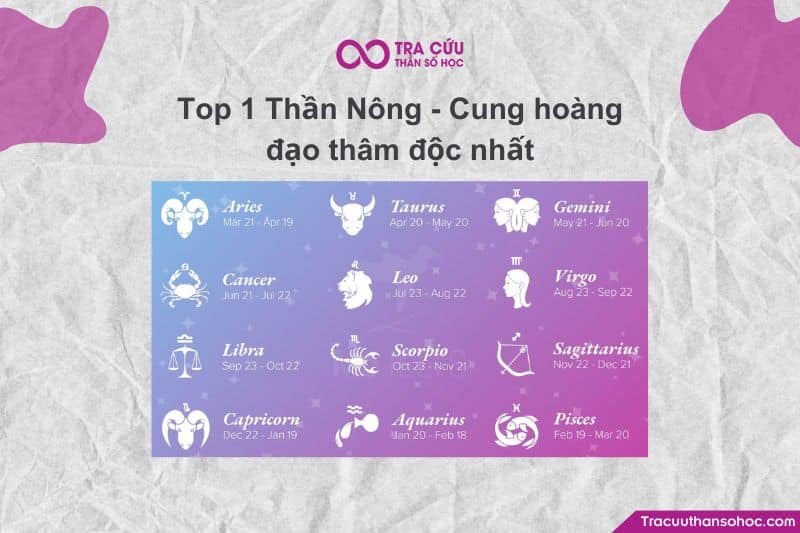 Top 1 Thần Nông - Cung hoàng đạo thâm độc nhất Top 1 Thần Nông - Cung hoàng đạo thâm độc nhất